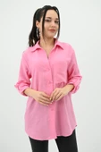 Kadın Keten Cep Detaylı Gömlek 1732-24 - 5