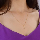 14 Ayar Altın K Harfi Taşlı Kolye Ucu 0,52 gr thumbnail 6