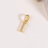 14 Ayar Altın I Harfi Taşlı Kolye Ucu 0,38 gr thumbnail 2