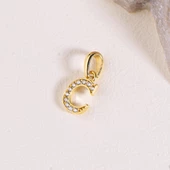 14 Ayar Altın C Harfi Taşlı Kolye Ucu 0,42 gr thumbnail 2