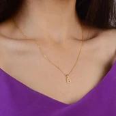 14 Ayar Altın B Harfi Taşlı Kolye Ucu 0,59 gr thumbnail 6