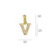 14 Ayar Altın V Harfi Taşlı Kolye Ucu 0,44 gr thumbnail 3