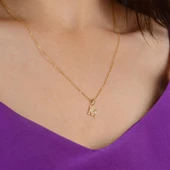 14 Ayar Altın M Harfi Taşlı Kolye Ucu 0,62 gr - 4