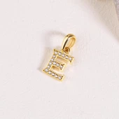 14 Ayar Altın E Harfi Taşlı Kolye Ucu 0,54 gr - 2