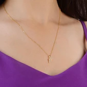 14 Ayar Altın F Harfi Taşlı Kolye Ucu 0,46 gr - 4