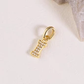 14 Ayar Altın İ Harfi Taşlı Kolye Ucu 0,45 gr - 2