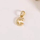 14 Ayar Altın G Harfi Taşlı Kolye Ucu 0,48 gr - 2