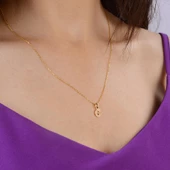 14 Ayar Altın G Harfi Taşlı Kolye Ucu 0,48 gr - 4