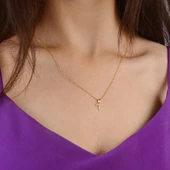 14 Ayar Altın T Harfi Taşlı Kolye Ucu 0,38 gr thumbnail 6