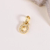 14 Ayar Altın Ö Harfi Taşlı Kolye Ucu 0,50 gr thumbnail 2