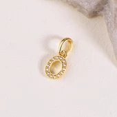 14 Ayar Altın O Harfi Taşlı Kolye Ucu 0,42 gr thumbnail 2