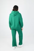 Kadın Büyük Beden Etiket Detaylı Kapüşonlu Eşofman Takımı 8077-24 - 8
