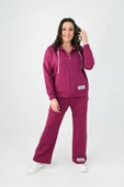 Kadın Büyük Beden Etiket Detaylı Kapüşonlu Eşofman Takımı 8077-24 - 1