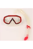 Tempered Camlı Şnorkel Set Kırmızı Beyaz Renk - 1
