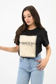 Kadın Gold Taş Baskılı T-shirt 1730-24 - 5