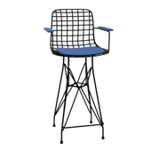 Knsz orta boy tel bar sandalyesi 1 li mağrur syhmvi kolçaklı 65 cm oturma yüksekliği mutfak bahçe cafe ofis thumbnail 2