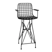 Knsz orta boy tel bar sandalyesi 1 li mağrur syhviona kolçaklı 65 cm oturma yüksekliği mutfak bahçe cafe ofis thumbnail 2