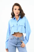 Kadın Crop Cep Detaylı Gömlek 1672-24 - 1