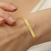 925 Ayar Gümüş Kişiye Özel Plaka İsimli Bileklik - CB00103 thumbnail 1