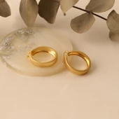 925 Ayar Gümüş Altın Rengi Halka Küpe Çap:2,10 cm - 2