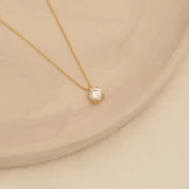 925 Ayar Gümüş 4 Tırnaklı Tek Taş Kolye - Taş Çap - 6mm - CNS00140 - 3