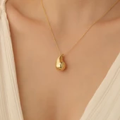 14 Ayar Mikron Altın Kaplama Damla Formlu Kolye - CN00225 thumbnail 2