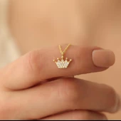 925 Ayar Gümüş Zirkon Taşlı Kral Tacı Kolye - CNS00138 thumbnail 4