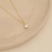 925 Ayar Gümüş 6 Tırnaklı Tek Taş Kolye - Çap 7 mm - CNS00143 thumbnail 4