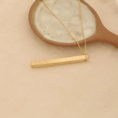 14 Ayar Mikron Kaplama Kişiye Özel İsim Kazımalı Barlı Gümüş Kolye - CN00244 thumbnail 3