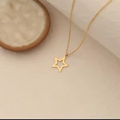 14 Ayar Mikron Altın Kaplama Yıldız Figürlü Minimal Kolye - CN00234 thumbnail 3
