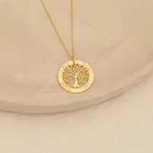 14 Ayar Mikron Altın Kaplama Kişiye Özel İsimli Aile Ağacı Gümüş Kolye - CN00243 thumbnail 3