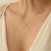 14 Ayar Mikron Altın Kaplama İsim Yazılı Kalp Figürlü Gümüş Kolye - CN00235 thumbnail 2
