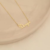 14 Ayar Mikron Kaplama Kişiye Özel isim Gümüş Kolye - CN00264 thumbnail 2