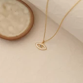 925 Ayar Gümüş Zirkon Taşlı Göz Kolye - CNS00146 thumbnail 3