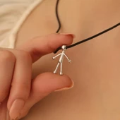 925 Ayar Gümüş Çöp Adam Figürlü Kolye - CN00261 thumbnail 4