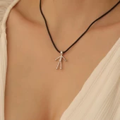 925 Ayar Gümüş Çöp Adam Figürlü Kolye - CN00261 thumbnail 2