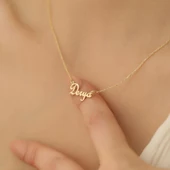 14 Ayar Mikron Kaplama Kişiye Özel isim Gümüş Kolye - CN00264 thumbnail 4