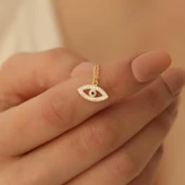 925 Ayar Gümüş Zirkon Taşlı Göz Kolye - CNS00146 thumbnail 4