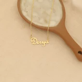 14 Ayar Mikron Kaplama Kişiye Özel isim Gümüş Kolye - CN00264 thumbnail 5