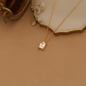 925 Ayar Gümüş Kristal Taşlı Baget Kolye - Çap 8.50 mm - CNS00152 - 5