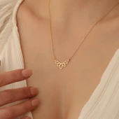 14 Ayar Altın Mikron Kaplama Lotus Çiçeği Gümüş Kolye - CN00257 thumbnail 3