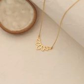 14 Ayar Altın Mikron Kaplama Lotus Çiçeği Gümüş Kolye - CN00257 thumbnail 4