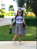 MODAVALS LOVE BASKILI YIRTMAÇ KOL DETAYLI PÖTÜKARE ETEKLİ KIZ ÇOCUK ETEKLİ ALT ÜST TAKIM - 1