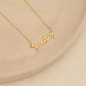 14 Ayar Altın Mikron Kaplama Kişiye Özel İsim Gümüş Kolye - CN00269 thumbnail 2