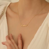 14 Ayar Altın Mikron Kaplama Kişiye Özel İsim Gümüş Kolye - CN00269 thumbnail 3