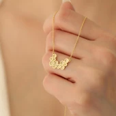 14 Ayar Altın Mikron Kaplama Minimal Tasarım Geometrik Baloncuk Gümüş Kolye - CN00287 thumbnail 4