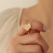 14 Ayar Altın Mikron Kaplama Modern Tasarım Geometrik Kalp Gümüş Kolye - CN00285 thumbnail 4