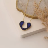 925 Ayar Gümüş Gece Mavisi Mineli Kalp Kolye - CNE00112 thumbnail 1