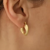 925 Ayar Gümüş Mat Simli Kalp Küpe - ES00132 thumbnail 2