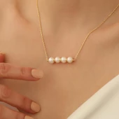 925 Ayar Gümüş Gerçek ve Doğal Tatlısu İncisi Tasarım Kolye İnci Çap:8mm CNP00105 - 1